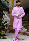Chikankari Georgette Sherwani in Light Purple