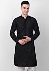 Chikankari Cotton Kurta in Black