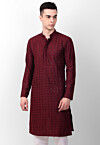 Chikankari Cotton Kurta in Maroon