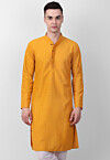 Chikankari Cotton Kurta in Mustard