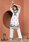 Chikankari Cotton Straight Kurta Set in Off White