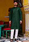 Chikankari Georgette Kurta Set in Dark Green