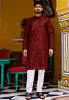 Chikankari Georgette Kurta Set in Maroon