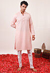 Chikankari Georgette Kurta Set in Peach