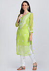 Chikankari Georgette Straight Kurta in Light Green