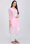 Chikankari Georgette Straight Kurta in Light Pink