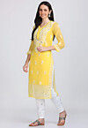 Chikankari Georgette Straight Kurta in Yellow