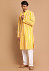 Chikankari Pure Cotton Kurta Set in Light Yellow