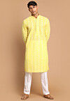 Chikankari Pure Cotton Kurta Set in Yellow