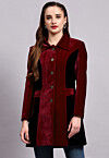 Color Block Velvet Jacket in Maroon and Black