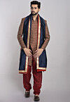 Contrast Border Tafetta Silk Dupatta in Teal Blue