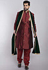 Contrast Border Velvet Dupatta in Dark Green