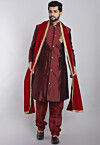 Contrast Border Velvet Dupatta in Red
