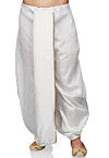 Contrast Trim Dupion Silk Dhoti in White