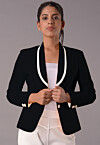 Contrast Trim Art Silk Jacket in Black