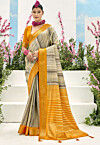 Digital Printed Art Silk Saree in Beige