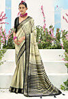 Digital Printed Art Silk Saree in Beige