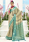 Digital Printed Art Silk Saree in Beige