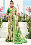 Digital Printed Art Silk Saree in Beige