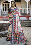 Digital Printed Art Silk Saree in Beige