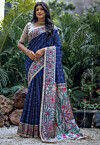 Digital Printed Art Silk Saree in Blue
