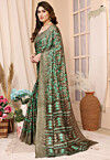 Digital Printed Art Silk Saree in Brown