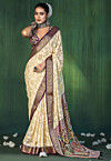 Digital Printed Art Silk Saree in Cream