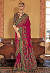 Digital Printed Art Silk Saree in Fuchsia