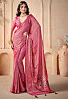 Digital Printed Art Silk Saree in Fuchsia