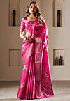 Digital Printed Art Silk Saree in Fuchsia