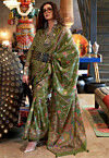 Digital Printed Art Silk Saree in Green