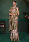 Digital Printed Art Silk Saree in Multicolor
