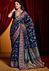 Digital Printed Art Silk Saree in Navy Blue
