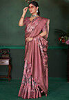 Digital Printed Art Silk Saree in Pink