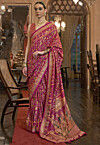 Digital Printed Art Silk Saree in Pink