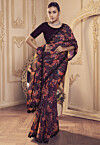 Digital Printed Art Silk Saree in Purple