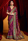 Digital Printed Art Silk Saree in Purple