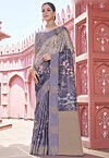 Digital Printed Art Silk Saree in Purple