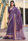 Digital Printed Art Silk Saree in Purple
