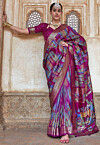 Digital Printed Art Silk Saree in Purple