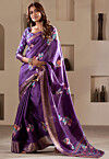 Digital Printed Art Silk Saree in Purple