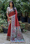 Digital Printed Art Silk Saree in Red