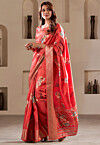 Digital Printed Art Silk Saree in Red