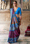 Digital Printed Art Silk Saree in Violet