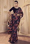 Digital Printed Art Silk Saree in Wine