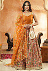 Digital Printed Chanderi Silk Lehenga in Multicolor