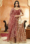 Digital Printed Chanderi Silk Lehenga in Multicolor