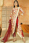 Digital Printed Chanderi Silk Pakistani Suit in Beige