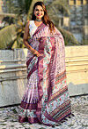 Digital Printed Chanderi Silk Saree in Light Purple
