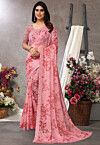 Digital Printed Chiffon Saree in Peach